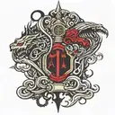  road splitting two paths evil good vs evil tattoo design idea