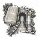 lighted pathway from open bible   tattoo design idea