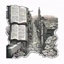 lighted pathway from open bible   tattoo design idea