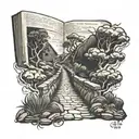 lighted pathway from open bible   tattoo design idea