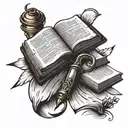 open bible laying flat tattoo design idea