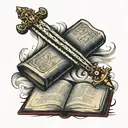 open bible laying flat tattoo design idea