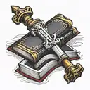 open bible laying flat tattoo design idea