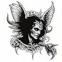 angel killing demon tattoo design idea