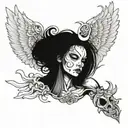 angel killing demon tattoo design idea