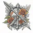 fork in the road two paths evil good vs evil tattoo design idea