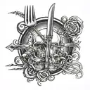 fork in the road two paths evil good vs evil tattoo design idea