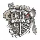 fork in the road two paths evil good vs evil tattoo design idea