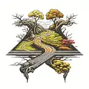  road splitting directions two paths good vs evil  tattoo design idea