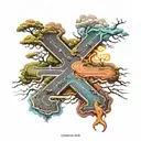  road splitting directions two paths good vs evil  tattoo design idea