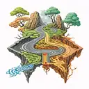  road splitting directions two paths good vs evil  tattoo design idea
