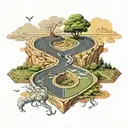  road splitting directions two paths good vs evil  tattoo design idea