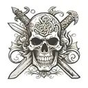 blacksmith forge sword skull iron tattoo design idea
