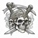 blacksmith forge sword skull iron tattoo design idea