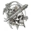 blacksmith forge sword skull iron tattoo design idea