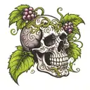 skull transforming into a grape vine wrapping tattoo design idea