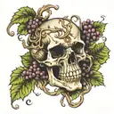 skull transforming into a grape vine wrapping tattoo design idea