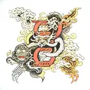  road splitting two paths evil good vs evil tattoo design idea