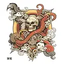  road splitting two paths evil good vs evil tattoo design idea