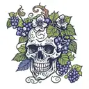 skull grape vines and flowers growing out of it  tattoo design idea
