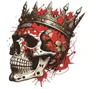 skull mouth open crown tattoo design idea