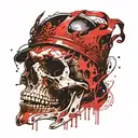 skull mouth open crown tattoo design idea