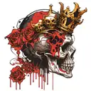 skull mouth open crown tattoo design idea