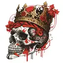 skull mouth open crown tattoo design idea