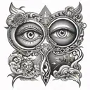  road splitting two paths good vs evil eye tattoo design idea