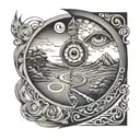  road splitting two paths good vs evil eye tattoo design idea