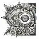  road splitting two paths good vs evil eye tattoo design idea