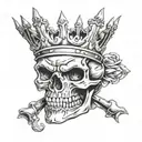 skull mouth open crown tattoo design idea