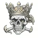 skull mouth open crown tattoo design idea