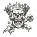 skull mouth open crown tattoo design idea