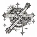  road splitting directions two paths good vs evil  tattoo design idea