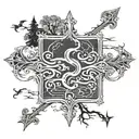  road splitting directions two paths good vs evil  tattoo design idea