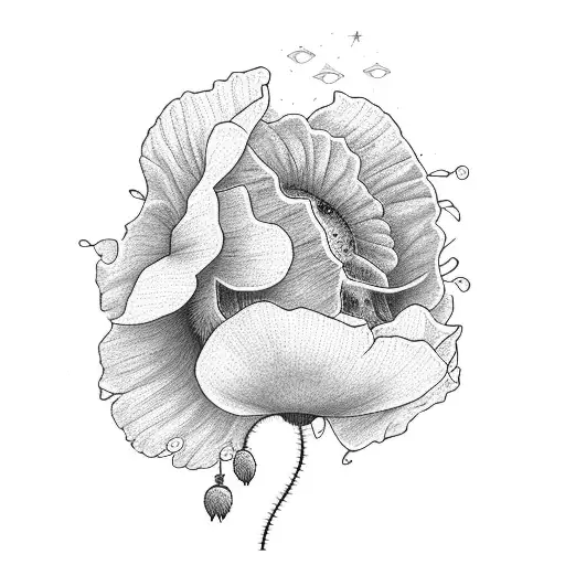 songbird sunshine poppy flower tattoo design idea