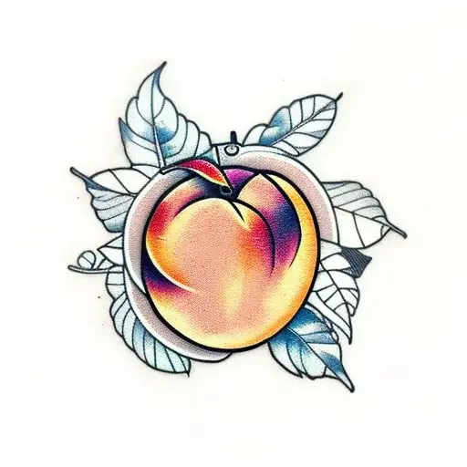 a peach and an orange with leaves tattoo design idea