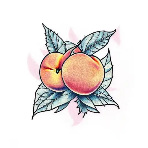 Peach with leaves tattoo design idea