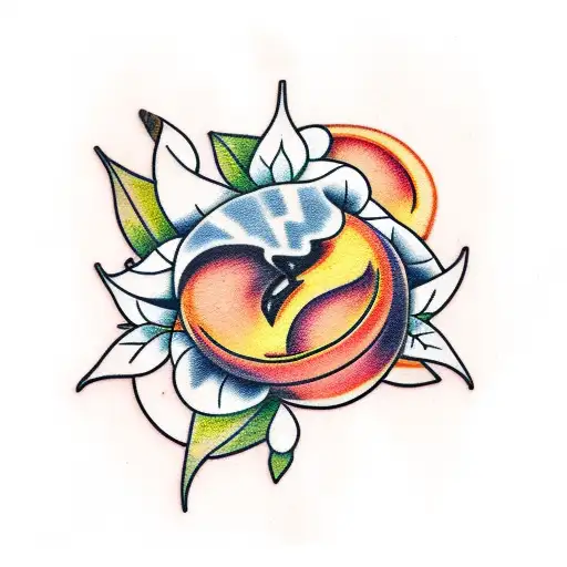 Peach and orange with leaves tattoo design idea