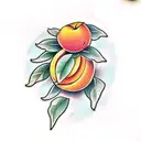 a peach and an orange with leaves surrounding them tattoo design idea