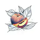 a peach and an orange with leaves surrounding them tattoo design idea