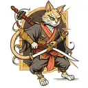 Samurai Tom and Jerry tattoo design idea