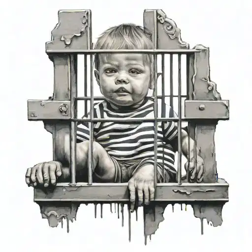  child behind bars  tattoo design idea