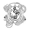 Flamingo with cowboy boots on tattoo design idea