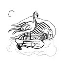 Flamingo with cowboy boots on tattoo design idea