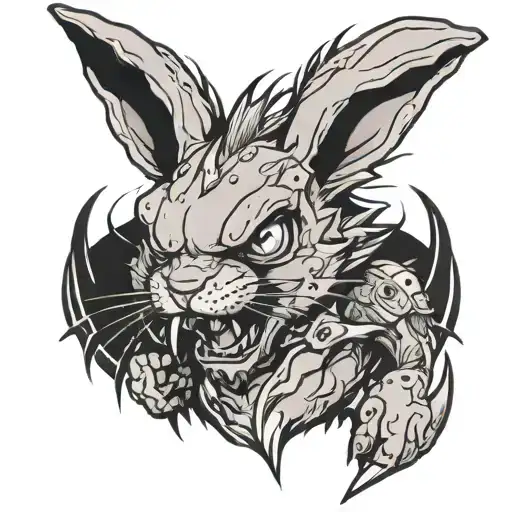 Angry bunny with spikes and abyss    tattoo design idea