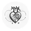 heart covered by flowers and in the middle of the heart the silhouette of a father and son tattoo design idea
