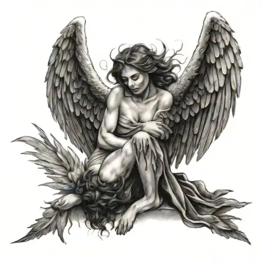 fallen angel tattoo design idea
