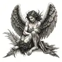 fallen angel tattoo design idea